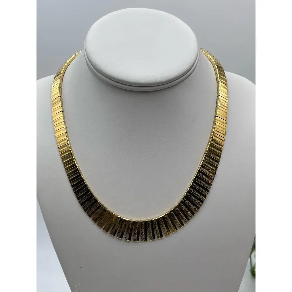 Napier Choker Gold Tone Egyptian Revival Tailored Signed VTG 80s Collar Necklace